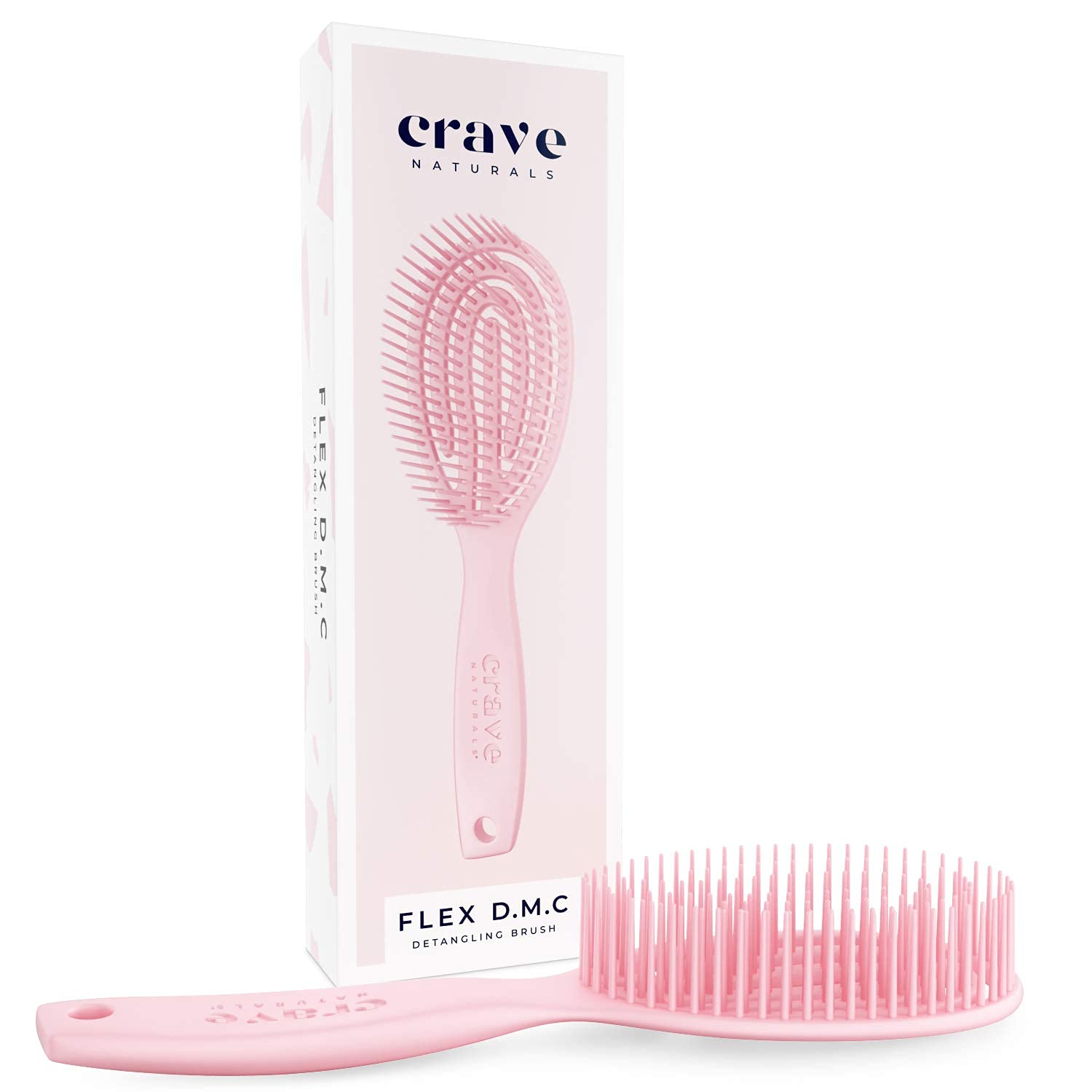 Crave Naturals FLEX DMC Szczotka do rozczesywania włosów naturalnych, teksturowanych, elastyczna szczotka do rozczesywania włosów kręconych, puszących się, grubych włosów, okrągła (plastikowa)