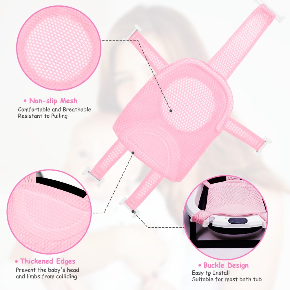 Aolso Cuscino Bagnetto Neonato, Galleggiante Tappetino da Bagno Per Bambini, Riduttore Vaschetta Bagnetto Confortevole, Supporto Pieghevole Per Vasca da Bagno (Rosa)