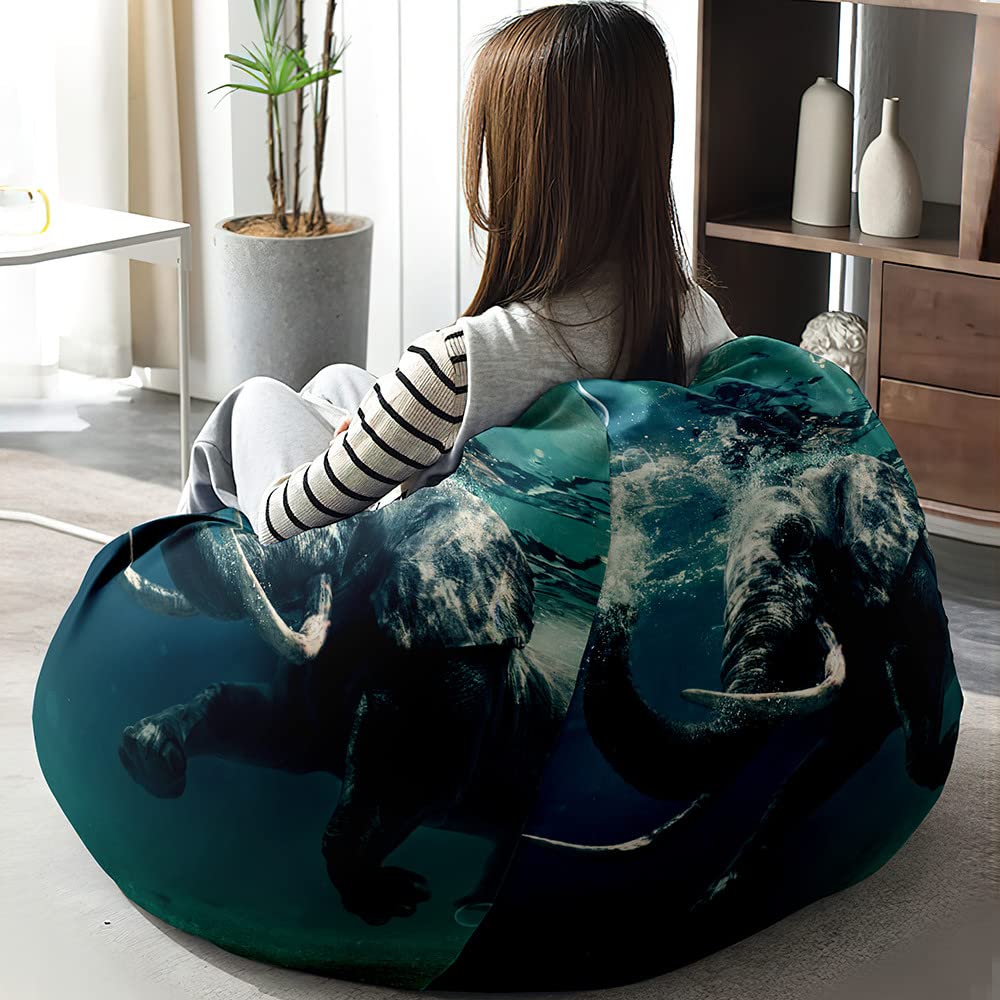 Housse De Pouf Poire Sans Remplissage - Taille 100x120cm (XL) - Motif Football 3D - Coton/lin - Pour Intérieur/extérieur, Salon, Chambre