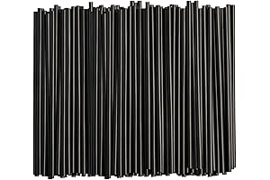 Comfy Package - black, flexible, disposable, 7.75" party straws x250
