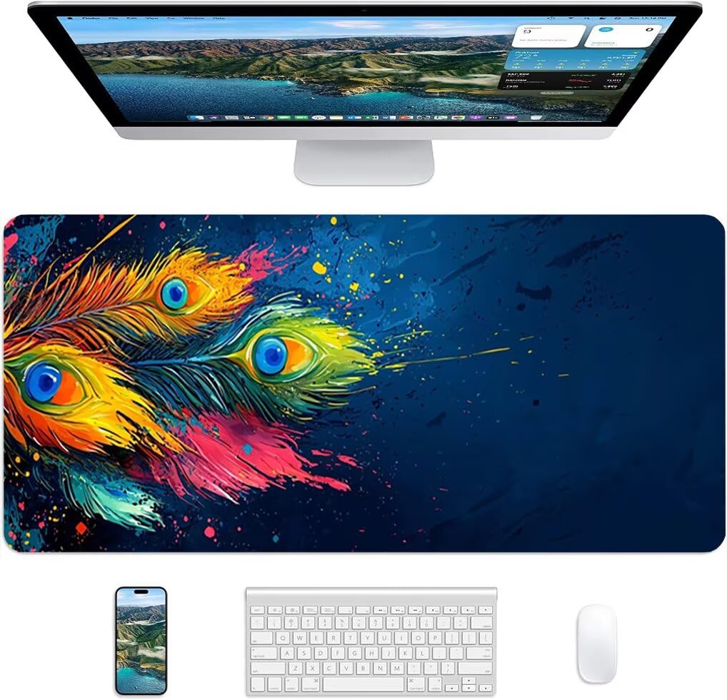 Wxuaixnn Giallo Tappetino Mouse Gaming XXL 160x80cm Tappetino Scrivania, Impermeabile Tappeto Mouse con Base in Gomma Antiscivolo, Non-Slip Rubber Base, Blu Mousepad XXL per Gamer e Ufficio -9898