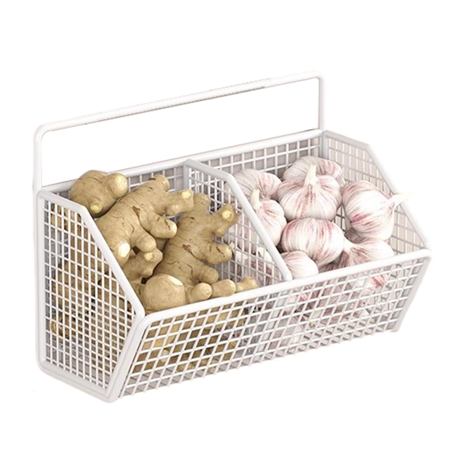 Glifora Storage Rack - Wall Mounted Organiser with 360° Ventilation and Compartments Design, Storage Basket for Kitchen