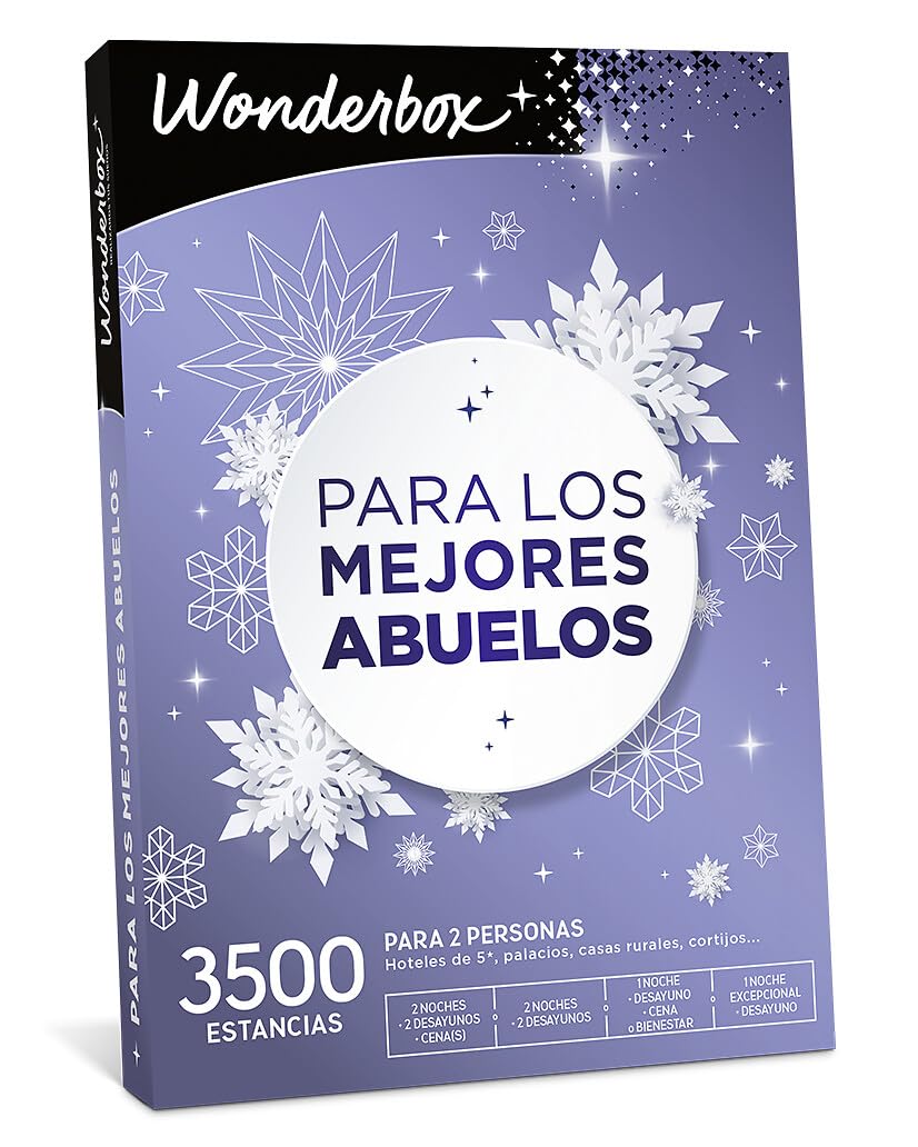 WONDERBOX - Caja Regalo - para Los Mejores Abuelos - para 2 Personas | 1 o 2 noches con desayuno(s) y cena o bienestar - Más de 3500 estancias - Hoteles de 5*, palacios, monasterios, cortijos