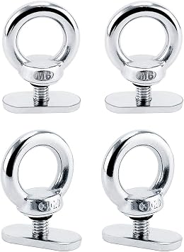4 Pack 316 SS Track Mount Tie Down Eyelet, Hold Bungee Cord or Ropes Up to 0.6"