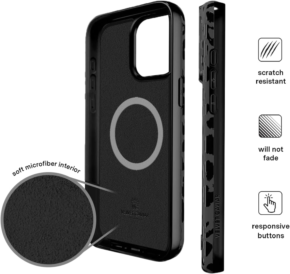 VELVET CAVIAR Black Leopard Cheetah Print Phone Case for iPhone 16 Pro - Compatible with MagSafe [10ft Drop Tested] - Image 6