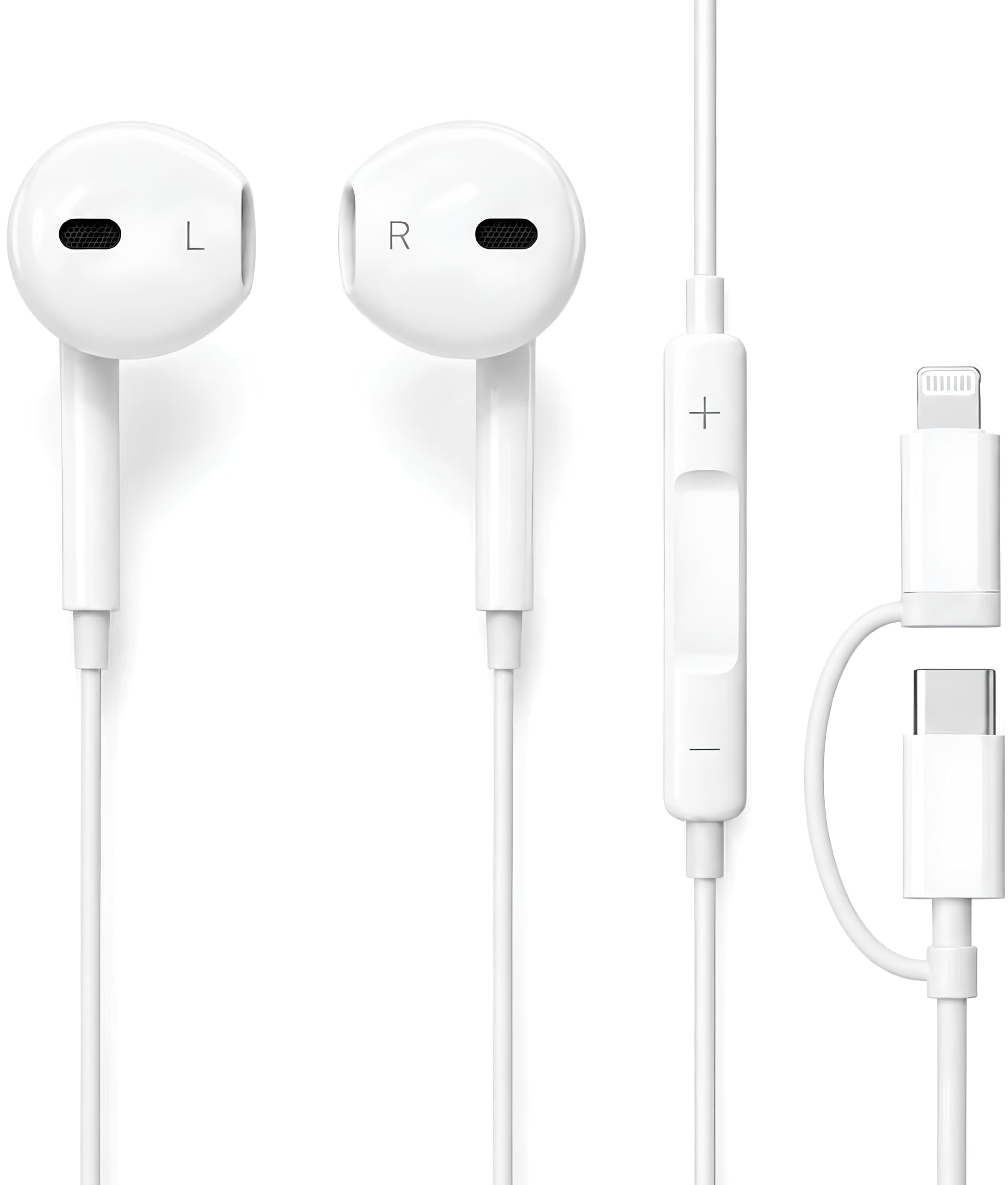 2in1shot typec wired earphone with powerful hd mic for clear sound, deep bass sound, hd calling, in-line volume control & noise cancellation compatible with only typec jacks in mobiles wht