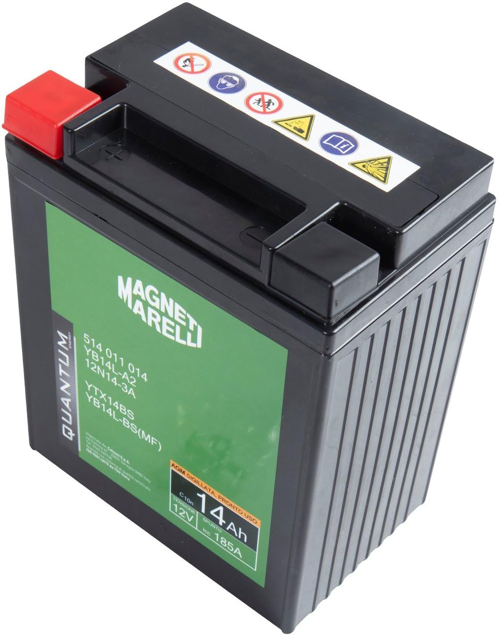 Quantum Energy Batería Magneti Marelli para motocicletas y scooters, 14 Ah, 12 V, 185 A, sellada, tecnología AGM, polo positivo izquierdo