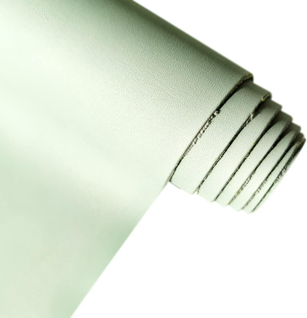 XHT Smooth Light Green Faux Leather Roll 11.8"x53" Soft Plain Synthetic Upholstery Crafts Fabric for DIY Cosplay Garment Jewelry Accessories