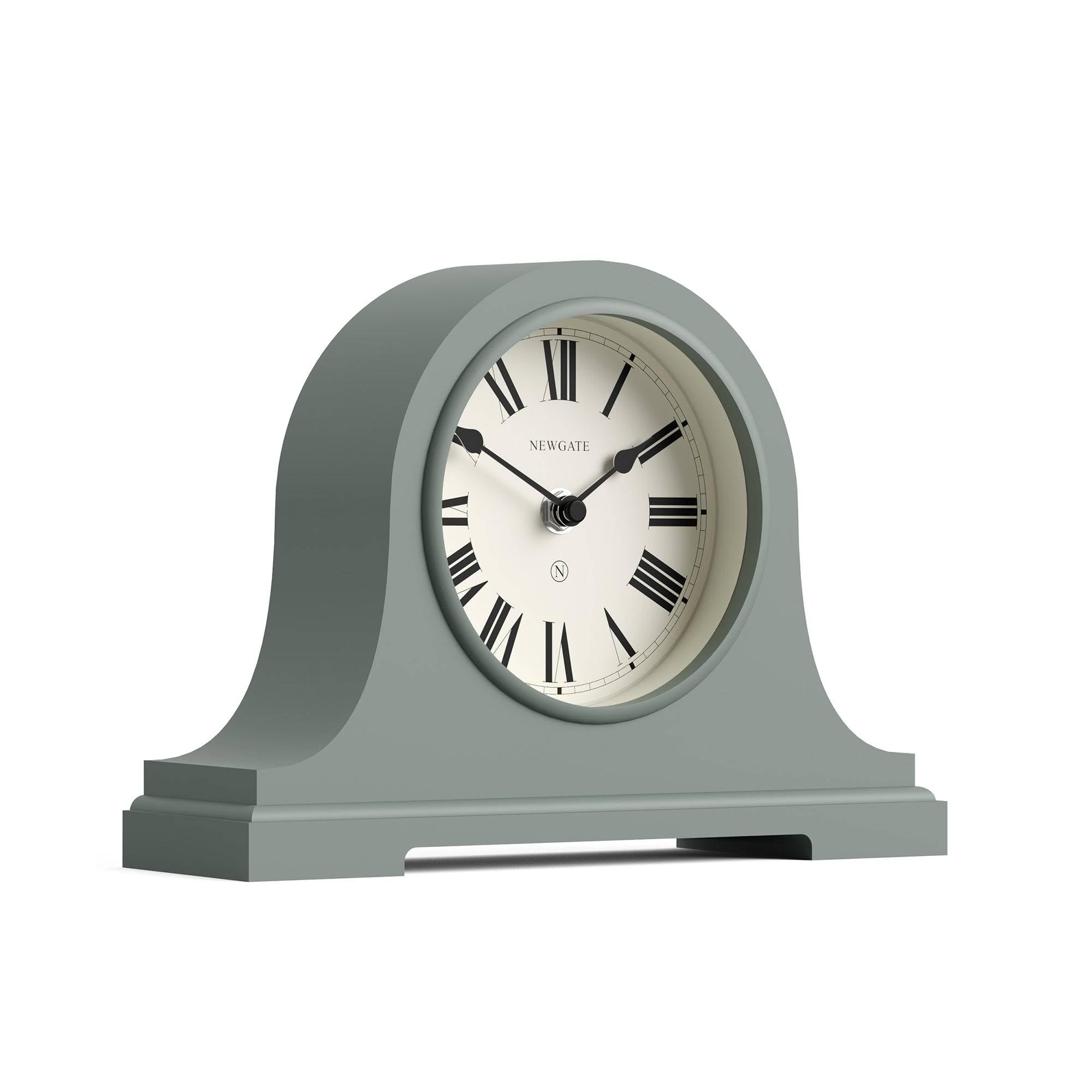 NEWGATE® Broadway mantel clock | Classic napoleon’s hat design | Asparagus green | Roman numerals | Traditional style for desk, table top, shelf or bedside