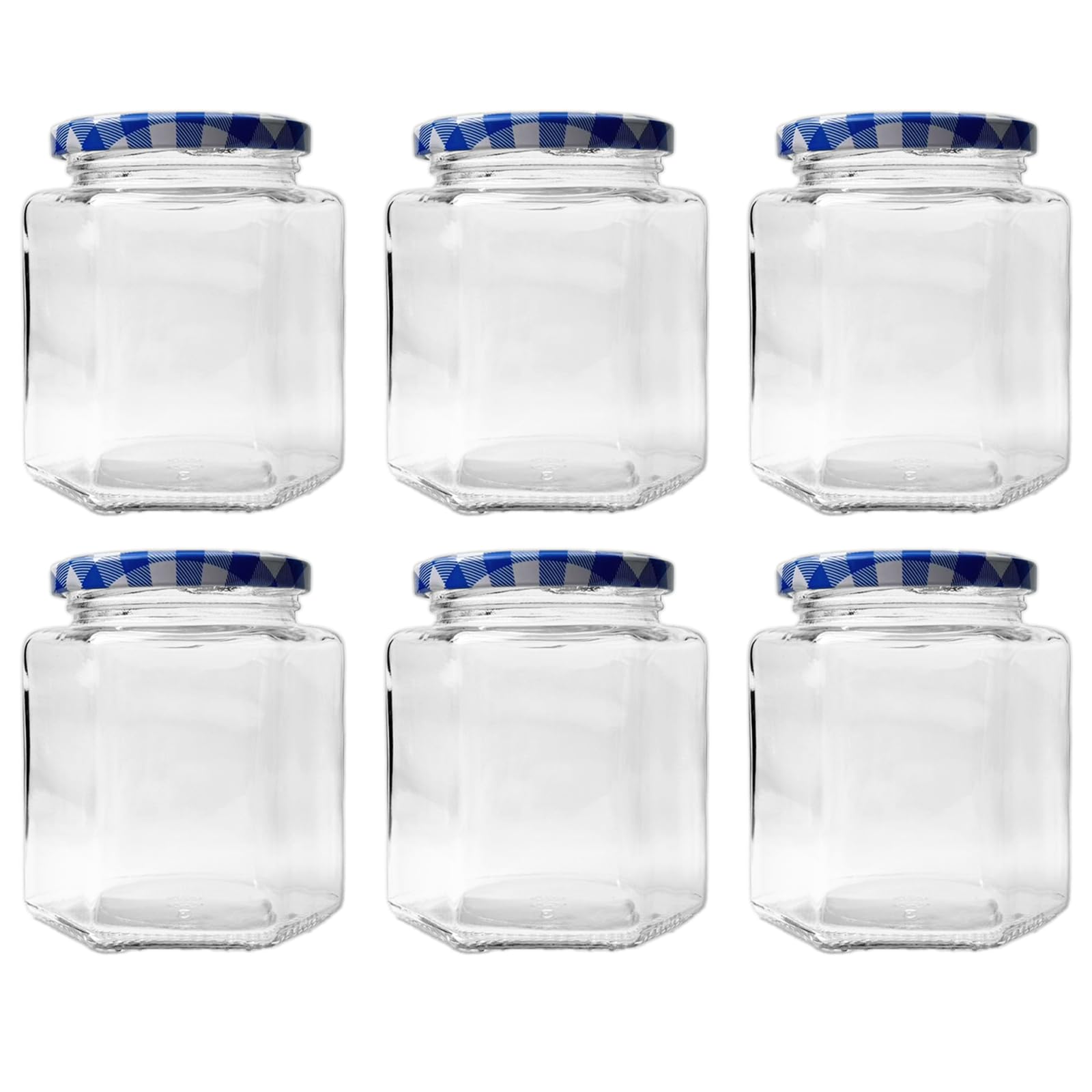 Yumzxin 6 Pack 360ml (12oz) Hexagonal Glass Jars with Airtight Lids for Canning, Food Storage, Yogurt, Jam, Pickle, DIY Craft Containers