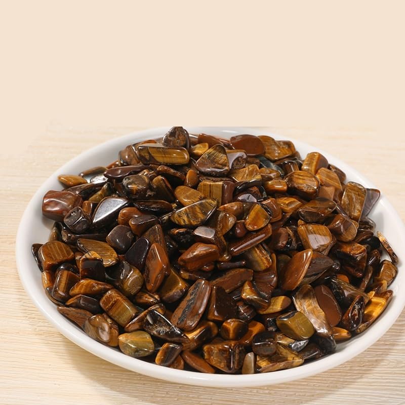 Piedras Decorativas, Piedra triturada de Ojo de Tigre Natural for pecera, decoración de Maceta, espécimen Mineral de Varios tamaños(9-12mm1000g)