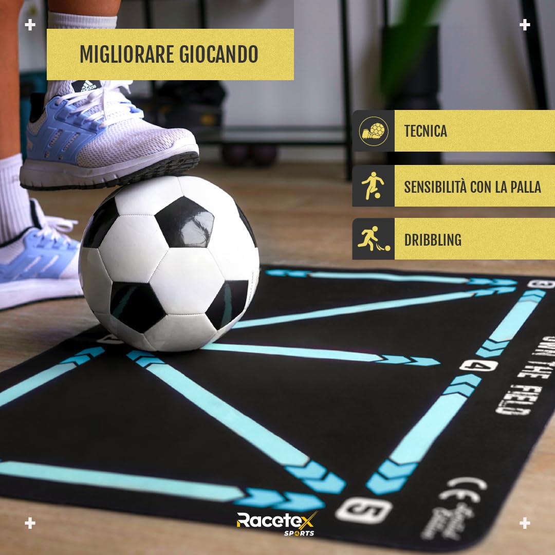Racetex Tappetino da calcio da allenamento per bambini, 90 x 60 cm, antiscivolo e durevole, tappetino da calcio per allenamento al coperto, per migliorare il controllo della palla e la tecnica
