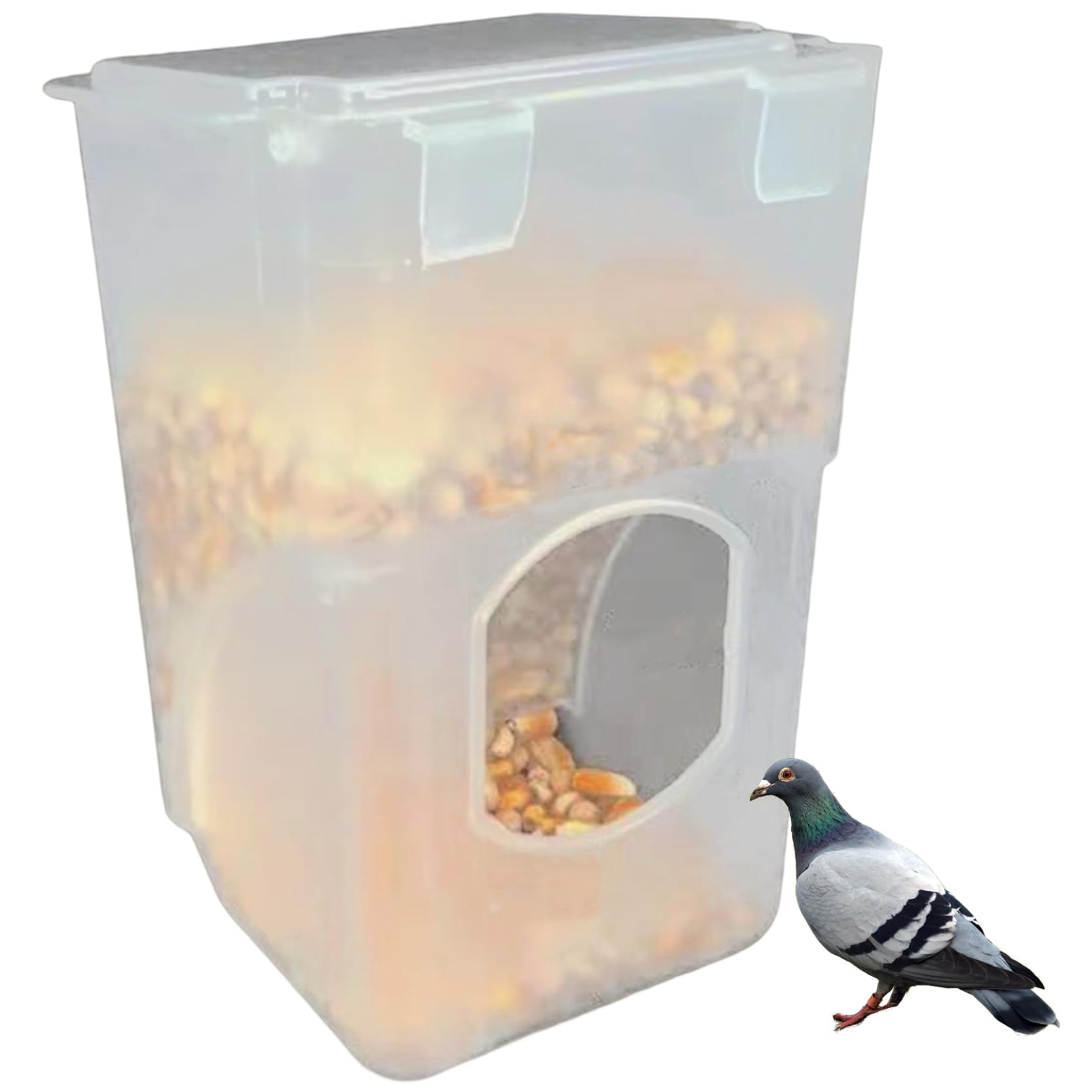 Automatic Bird Feeder, No Mess Hanging Plastic Pigeon Feeder for Finch Budgerigar, Single Hole