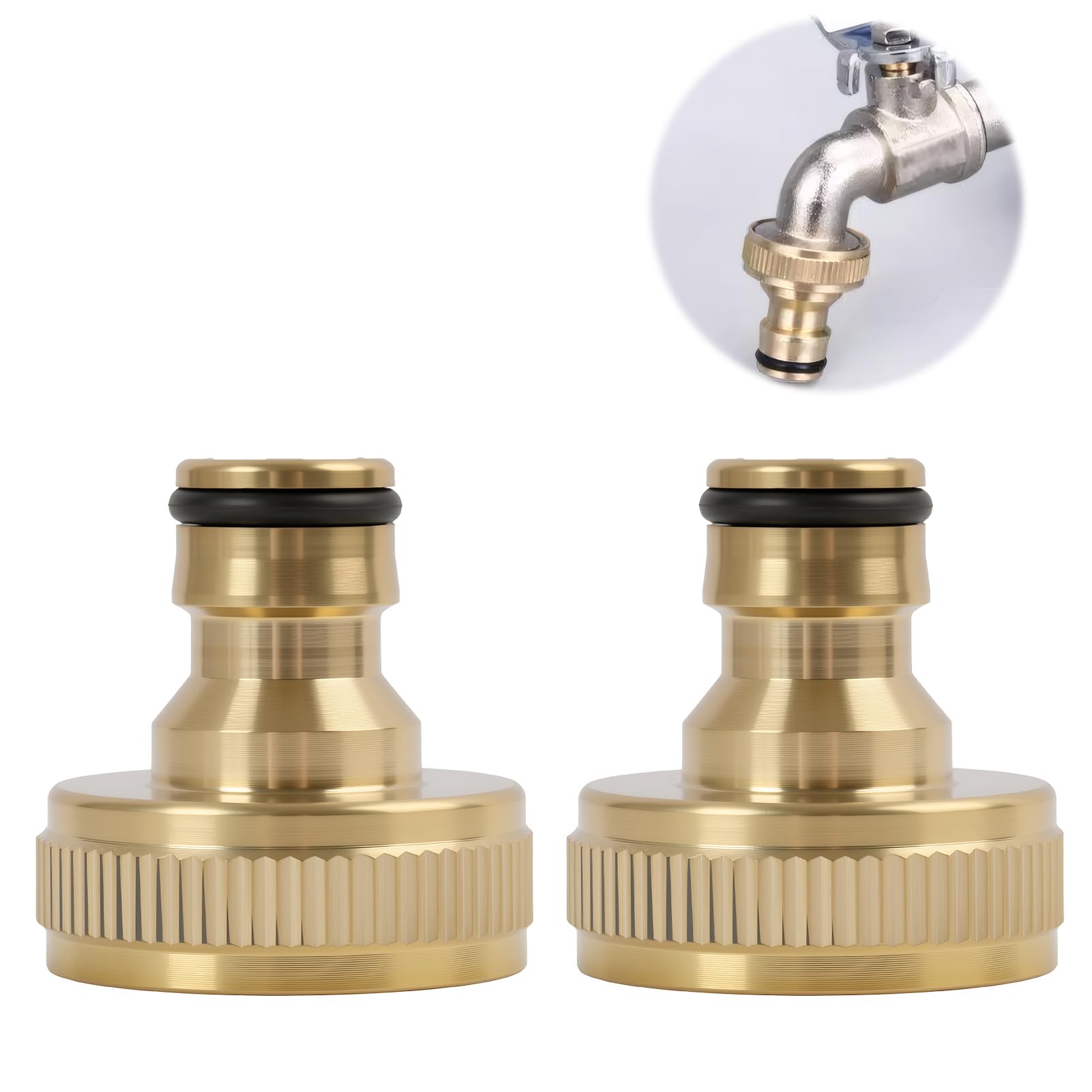 Hawpasy 2 Stück 1 Zoll Außengewinde Messing-Schnellkupplung, Wasserhahn Schlauchanschluss Adapter, Gartenschlauch Adapter Wasserhahn, Schlauchverbinder Messing Für Garten, Haushalt, Landwirtschaft