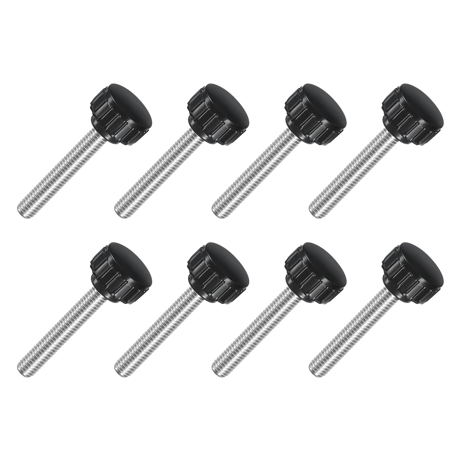 uxcell 8Pcs M6 x 35mm Knurled Clamping Knob, 304 Stainless Steel Thumb Screw Clamping Knob Round Hand Threaded Hand Bolt Stud Knob 18mm Dia for