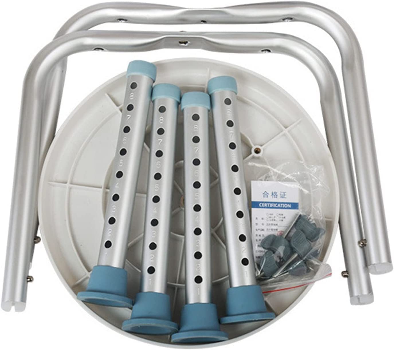 Taburete de Ducha para Personas Mayores con discapacidad, Altura Ajustable, Patas de Goma Antideslizantes, Silla de baño, Marco de aleación de Aluminio, Asiento Giratorio, Taburete de Ducha