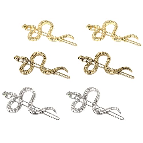 Honbay 6 pinzas para el pelo de serpiente de aleación, pinzas para el pelo con patrón de serpiente, pasadores decorativos para niñas, mujeres,