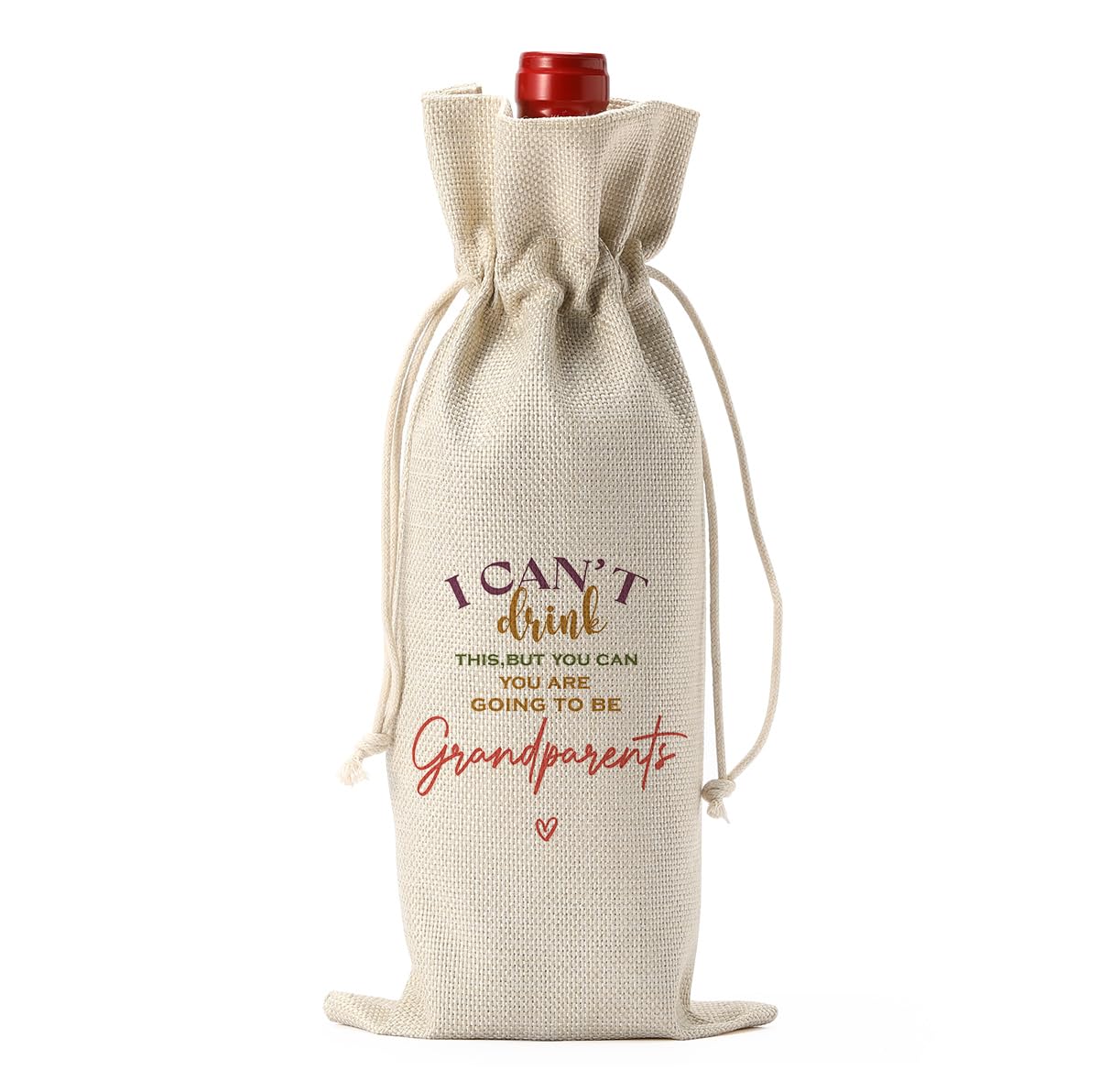 FBCCZEYFunny Grandparents Pregnancy Baby Announcement Wine Bag, Pregnancy Baby Announcement Gifts for Grandparents Wine Bags, New Grandparent Gifts, I Can't Drink This But You Can Wine Bottle Bag