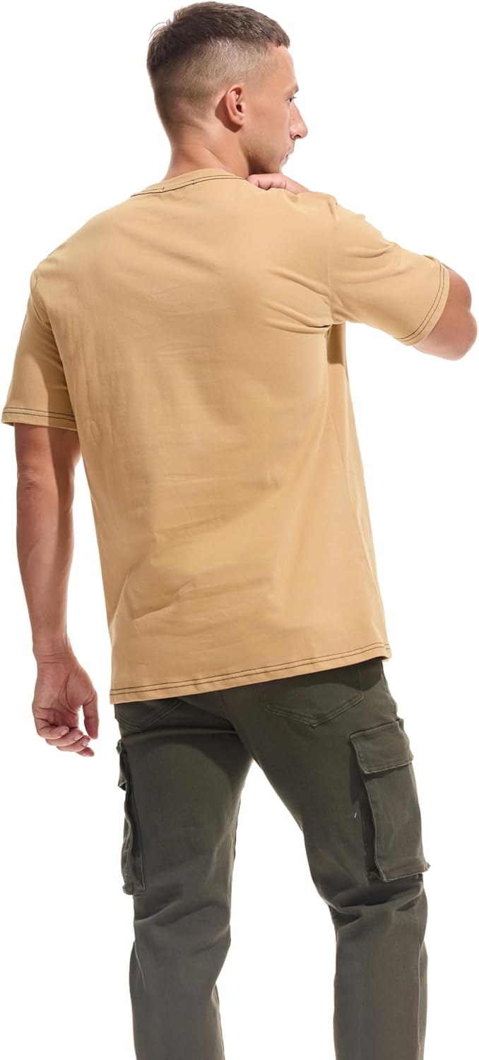 VEIISAR Men's Heavy Weight Crew Neck T-Shirt - Mens Premium 100 Cotton Thick Tees Pre Shrunk - Image 2