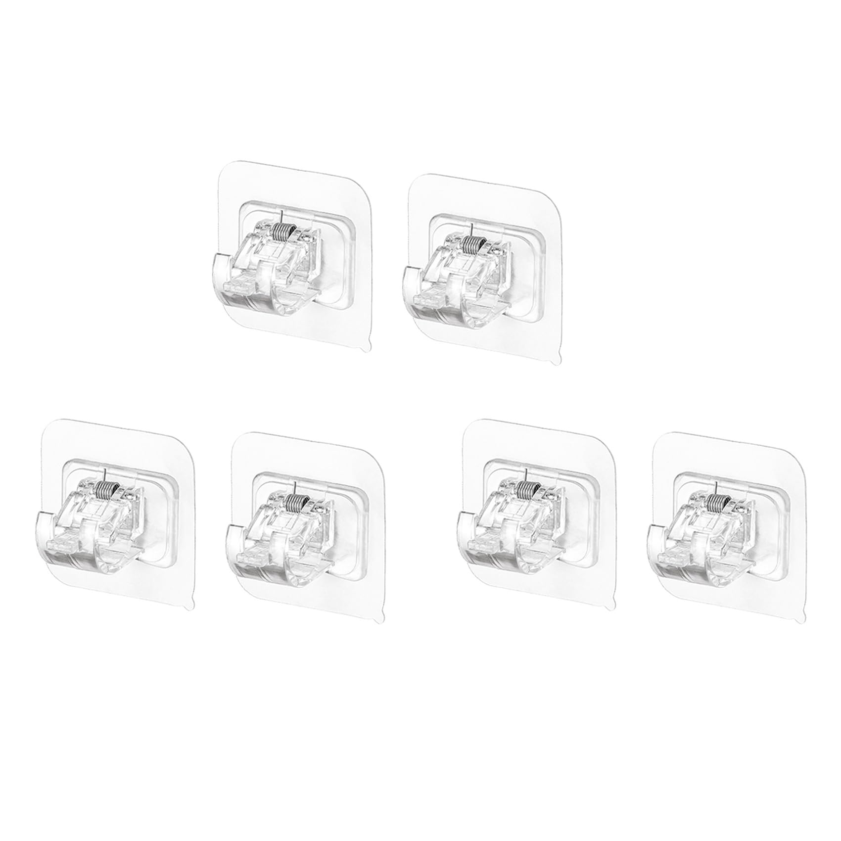 Hndhbfgrt Transparent No Drill Curtain Rod Brackets Set, 6-Piece Adjustable Adhesive Curtain Rod Holders