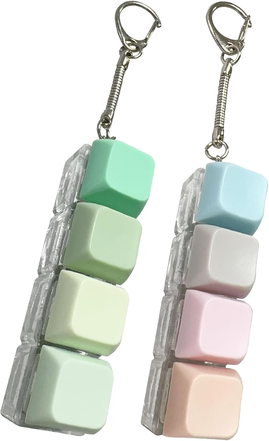2 Pcs Fidget Keychain, Keyboard Fidget Toys for Adults, Fidget Keychains in 4 Colors, Fidget Clicker for Keyboard with Buttons for Decompression Decoration (B)