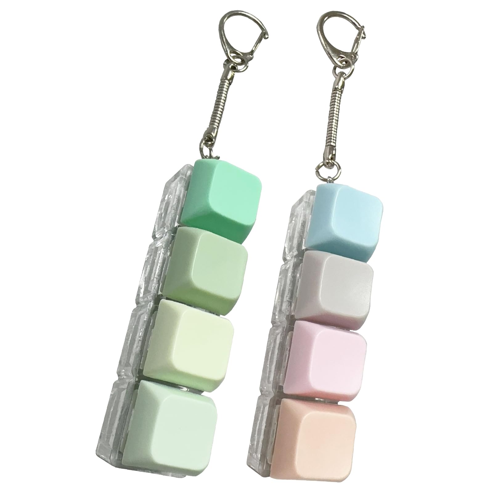 CHUNLINLAODA 2 Pcs Keyboard Fidget Toy, 4 Keys Decompression Toy, Keyboard Clicker, Fidget Keyboard Keychain, Funny Finger Clicky Decompression Gift, Stress Relief for Adults Kids (C)