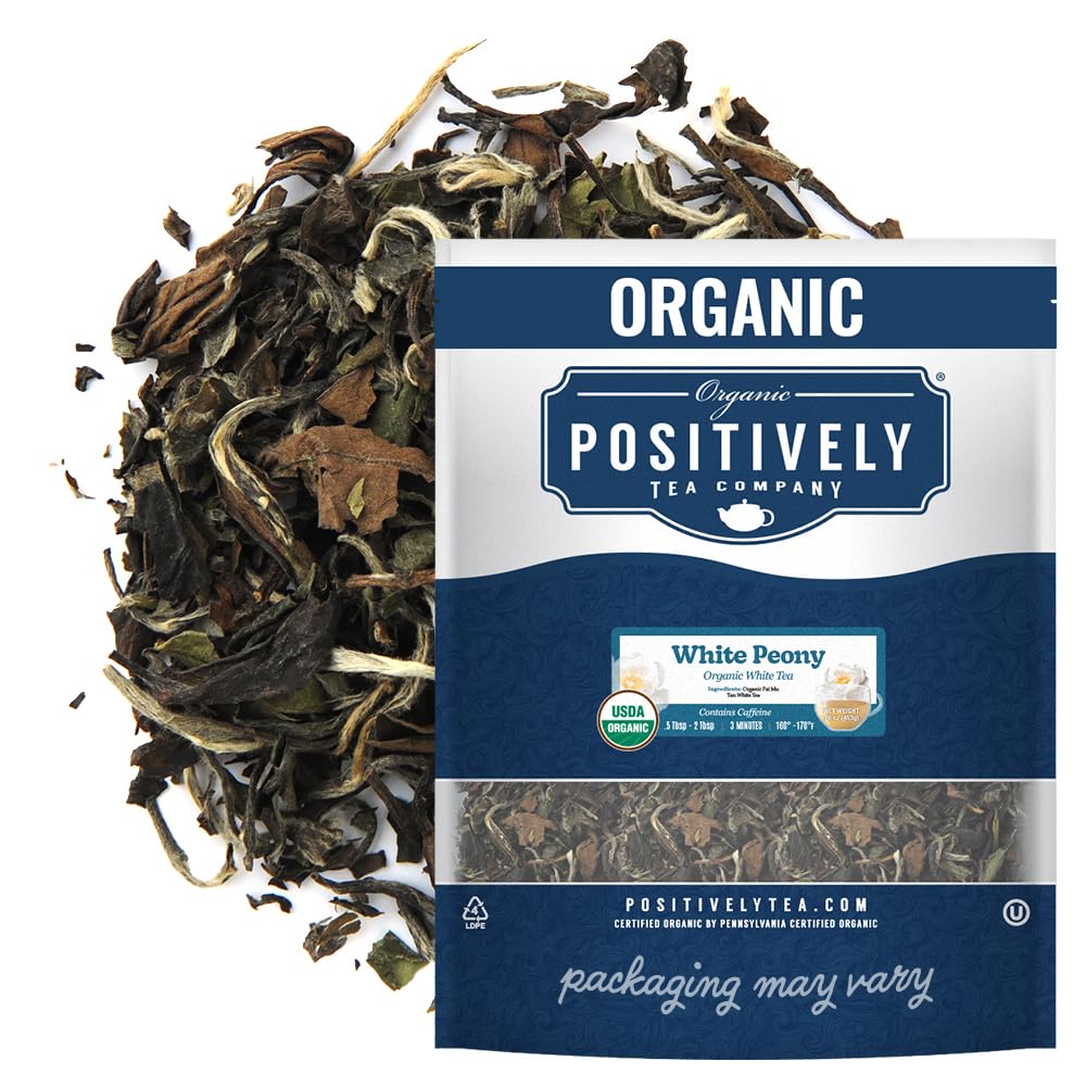Organic Positively Tea Company, White Peony White Tea, Loose Leaf, 16 Ounce