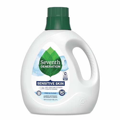 Seventh Generation Liquid Laundry Detergent, Free & Clear, 90 Loads, USDA Certified 97% Biobased, 135 Fl Oz