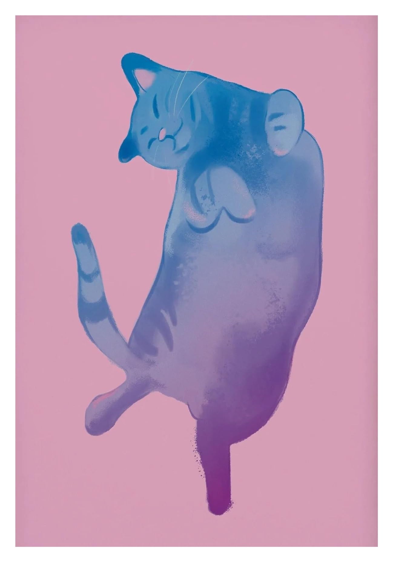 Xenite B Wall Art Canvas Prints Modern Cute Lazy Cats Poster Prints Funny Cat Enthusiasts Relaxing Minimalist Canvas Painting Girly Wall Picture Home Room Decor(,20X30cm)