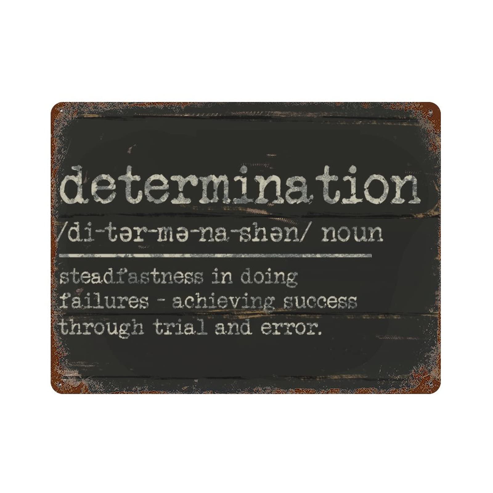 ENEDNATE Determination Definition Dictionary Word Meaning Motivational Quote Metal Signs Funny Vintage Aluminum Metal Tin Sign for Living Room Bedroom Bathroom Kitchen Retro Wall Art Home Decor 12x16