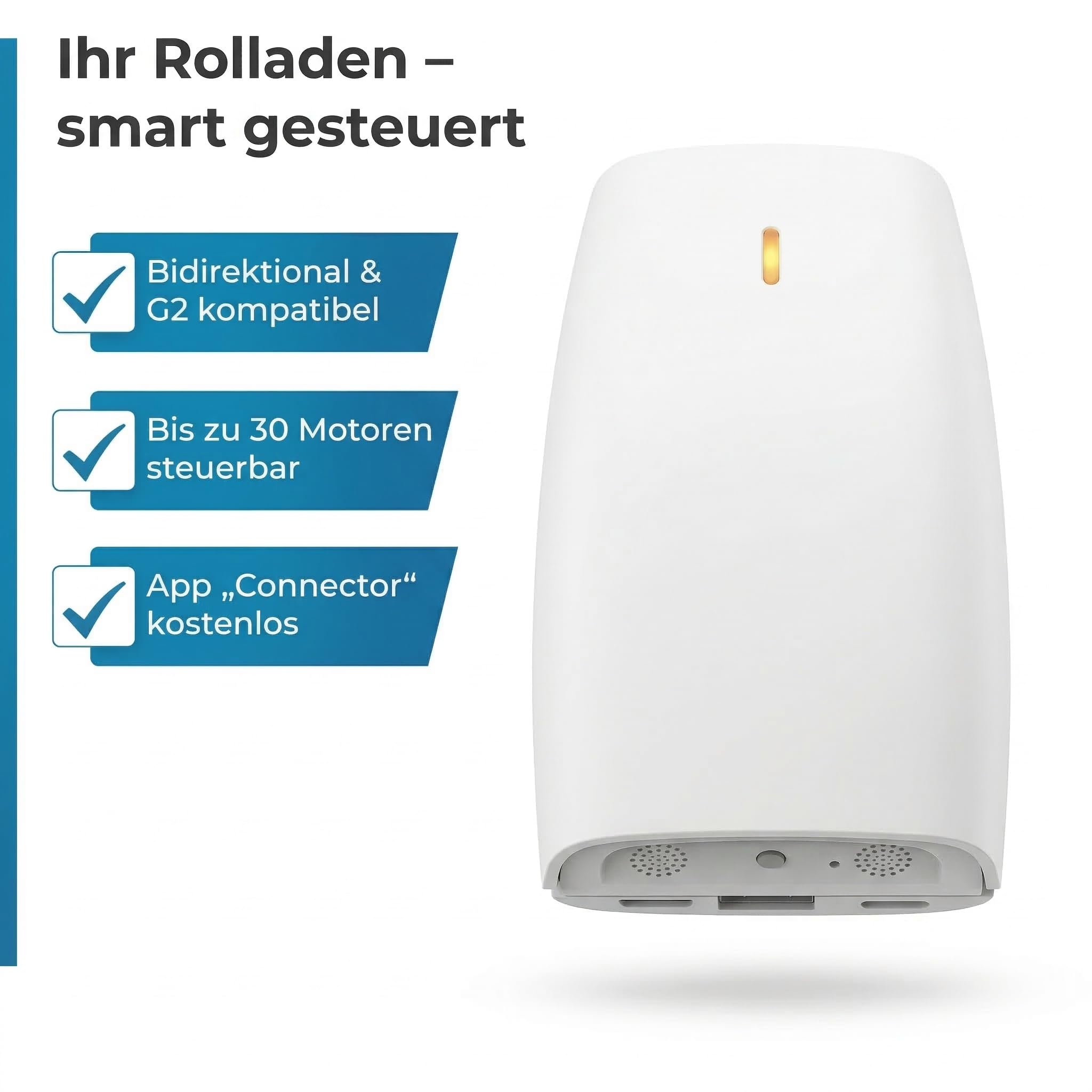 heicko Smart Home Box bi-direktional - WLAN Gateway für Rollladensteuerung & Jalousienmotor - Steuerung per App, Alexa, Google Home & Siri - bis zu 30 Motoren, 20 Zeitschaltungen