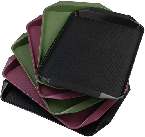 6 paquetes de bandejas de plástico para comida rápida, bandejas de colores para servir