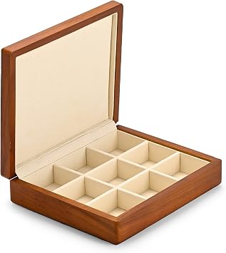 Oirlv Solid Wood Ring Jewelry Box Organizer Earrings Jewelry Drawer Organizer Tray with Lid Creamy-white 9 Grid Box