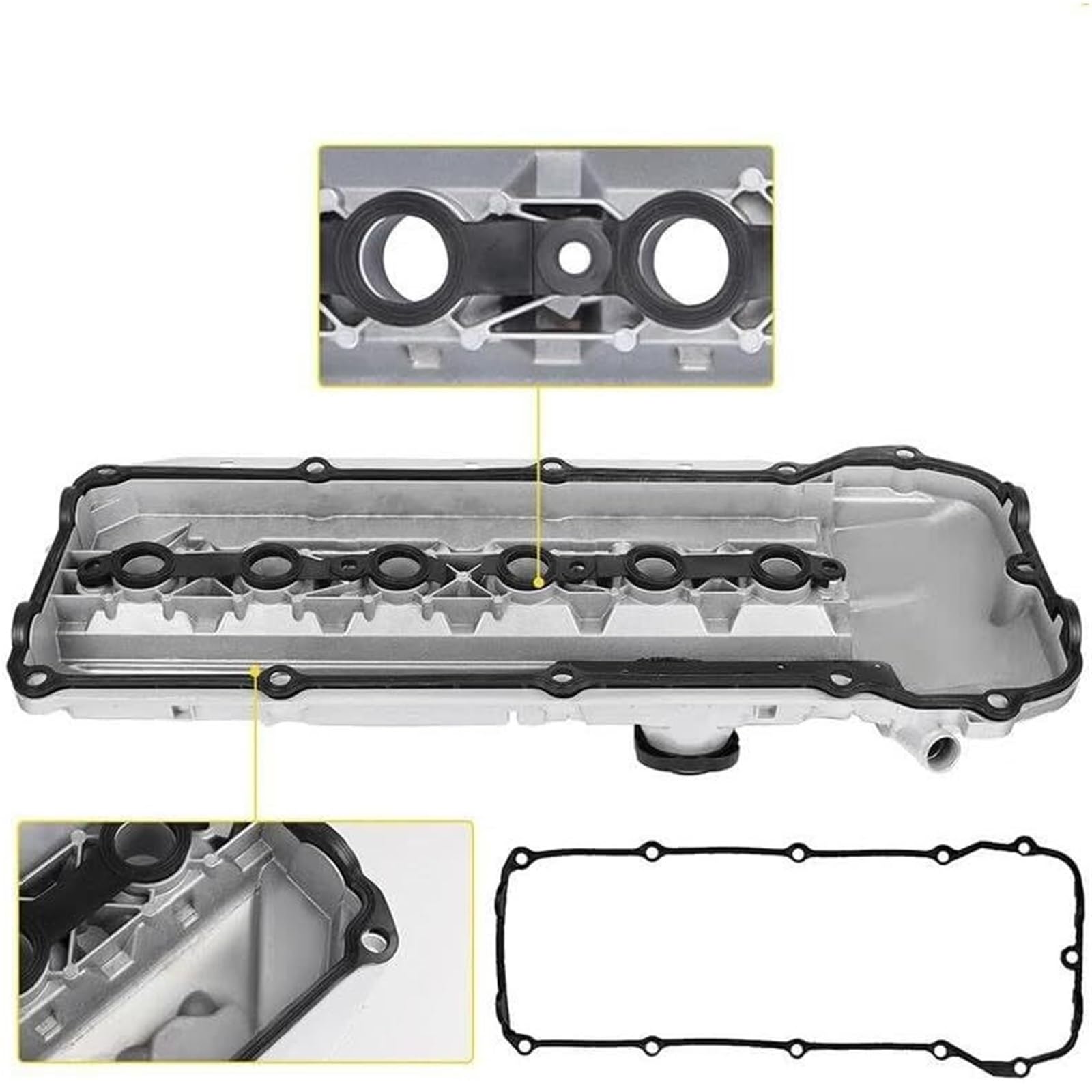 Bouchons de Valve de Pneu pour BMW 2003-2006 Aluminium pour Couvercle de soupape de Moteur 11127512839 pour Couvercle de soupape de Moteur