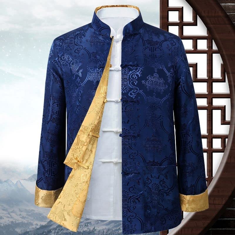 Traditional Chinese Men's Double-Faced Jacket Tang Suit Hanfu Contrast Color Retro Kung Fu Clothing Party Clothes3