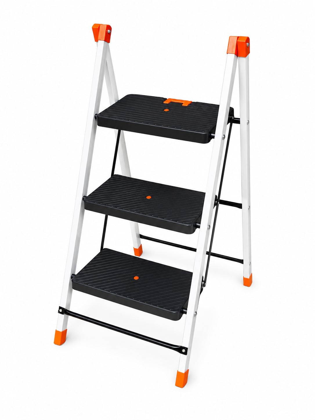 CIPLA PLAST Polo 3 Step Heavy-Duty Foldable Steel Ladder, Non-Slip Steps, for Home, Office, Kitchen & Outdoor Use with Safety Lock, Anti-Slip Steps-image-4