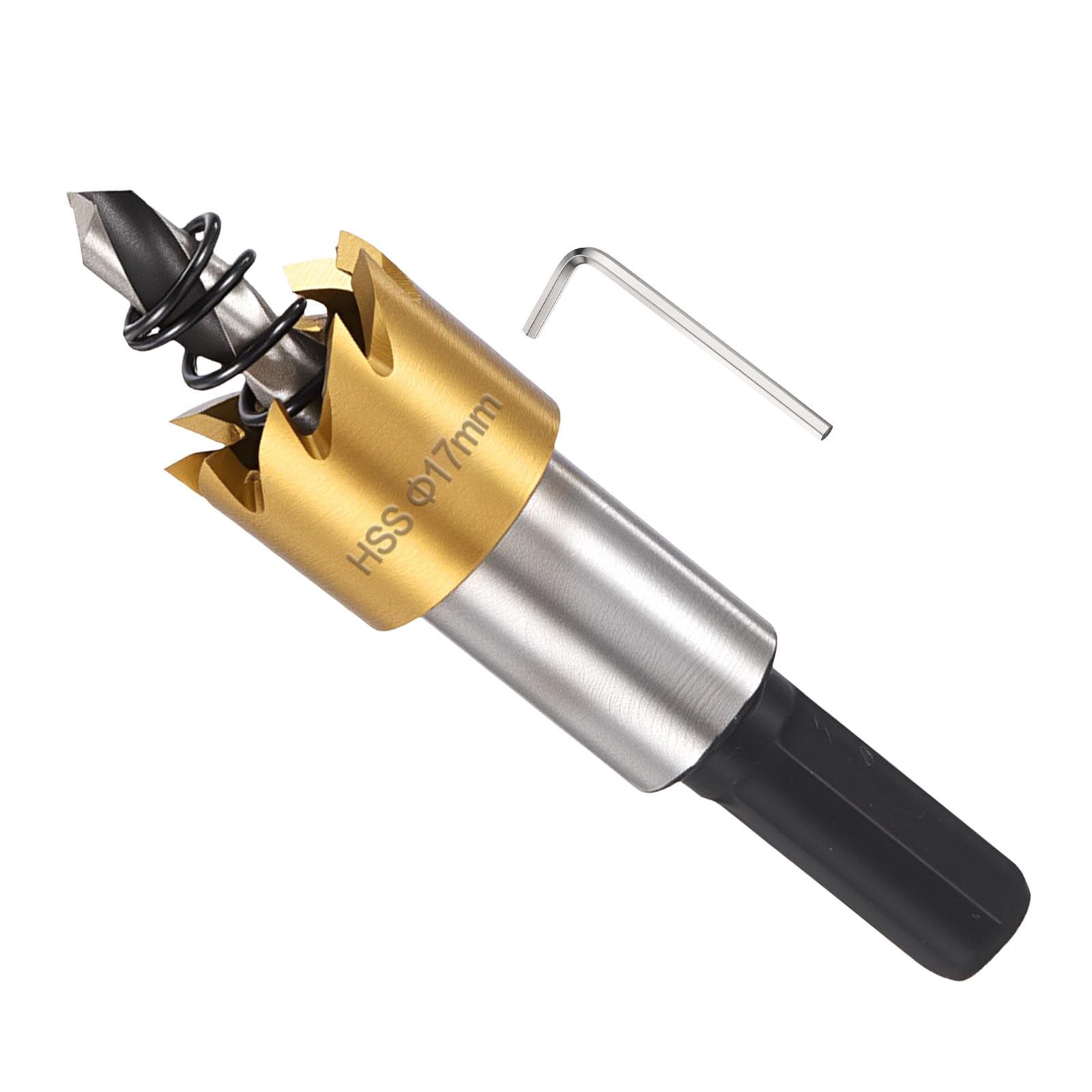 METALLIXITY Hole Saw 17mm (21/32"), M35 High Speed Steel Hole Cutter with Center Drill Bit, Hex Key and Spring