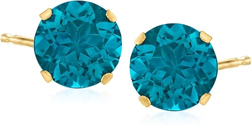 Ross-Simons Aretes Martini con topacio azul Londres de 4,50 qt t en oro amarillo de 14 quilates, Gema, Topacio