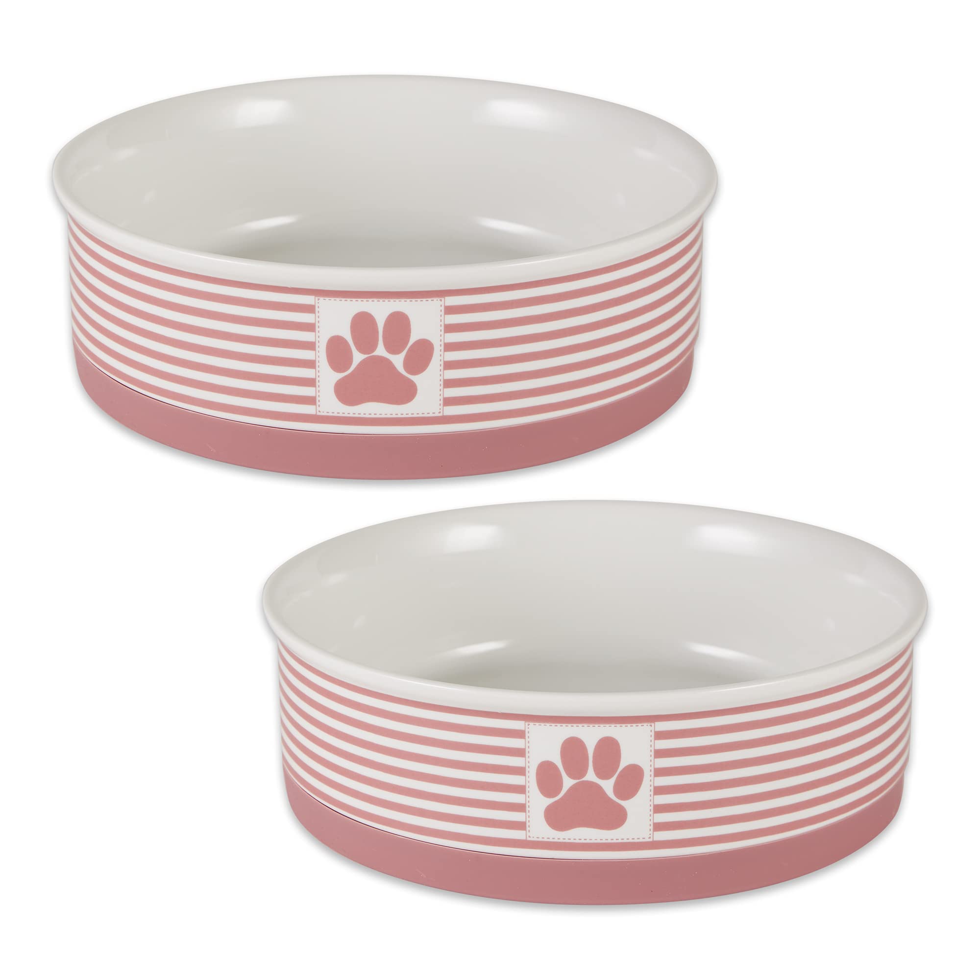 Bone Dry Paw & Patch Ceramic Pet Collection, Large Set, 7.5x2.4, Rose, 2 Piece, Large Set, 7.5x2.4"