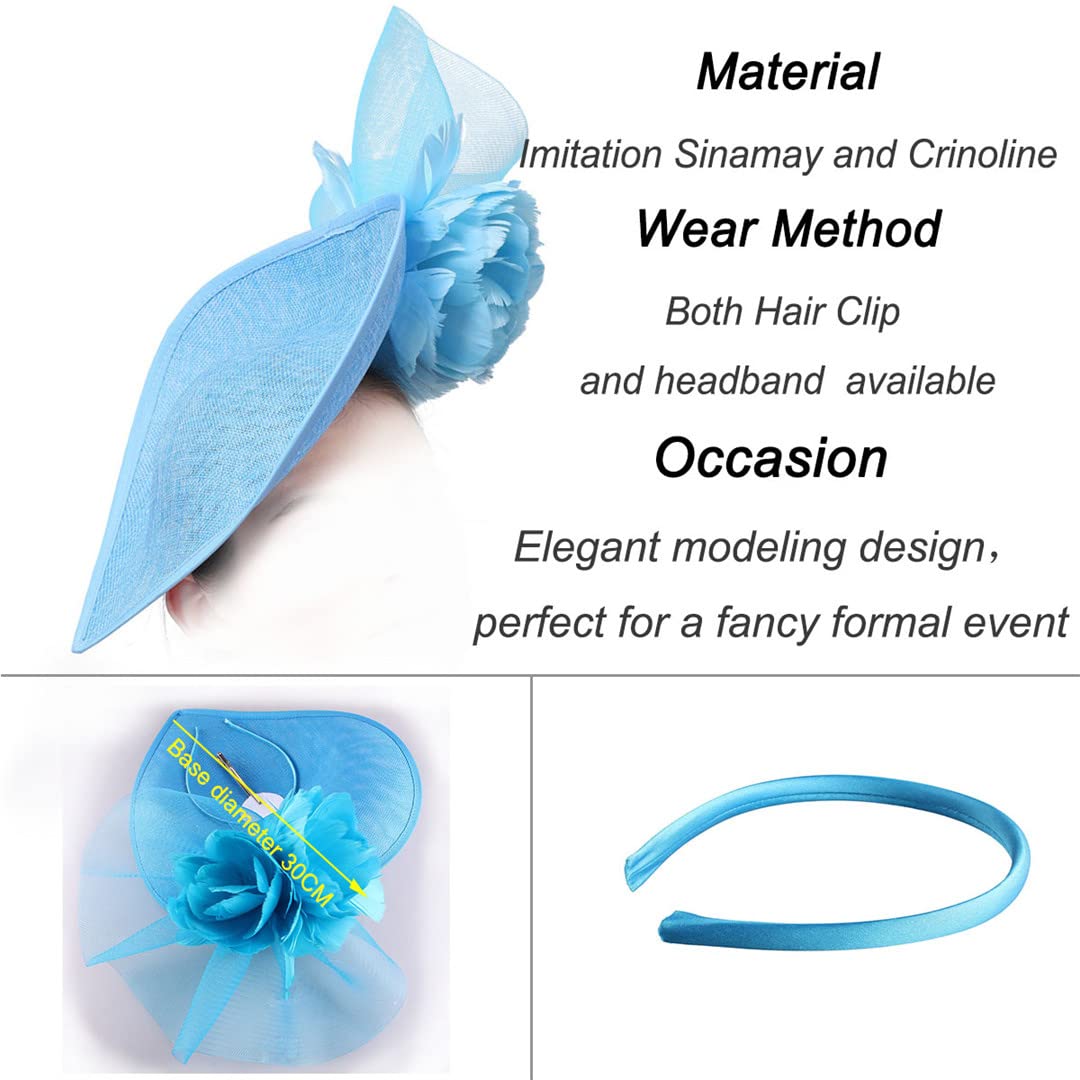 Lmtossey Cappello da donna in lino fascinator accessorio per capelli con fascia floreale