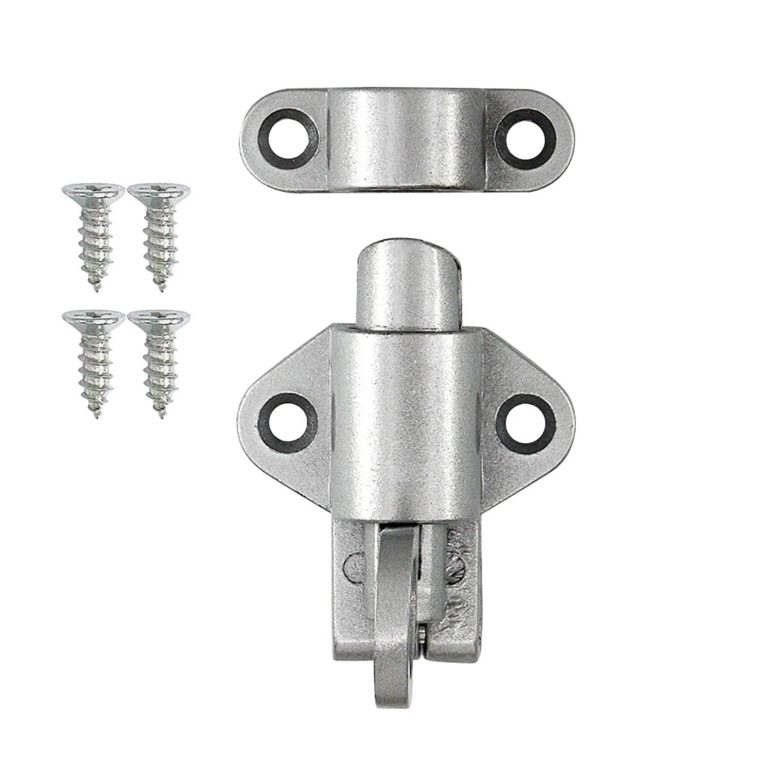 Lovssu Silver Garden Gate Latch Aluminum Alloy Gate Window Security Pull Ring Spring Bounce Door Bolt Latch Lock Black White (Silver)
