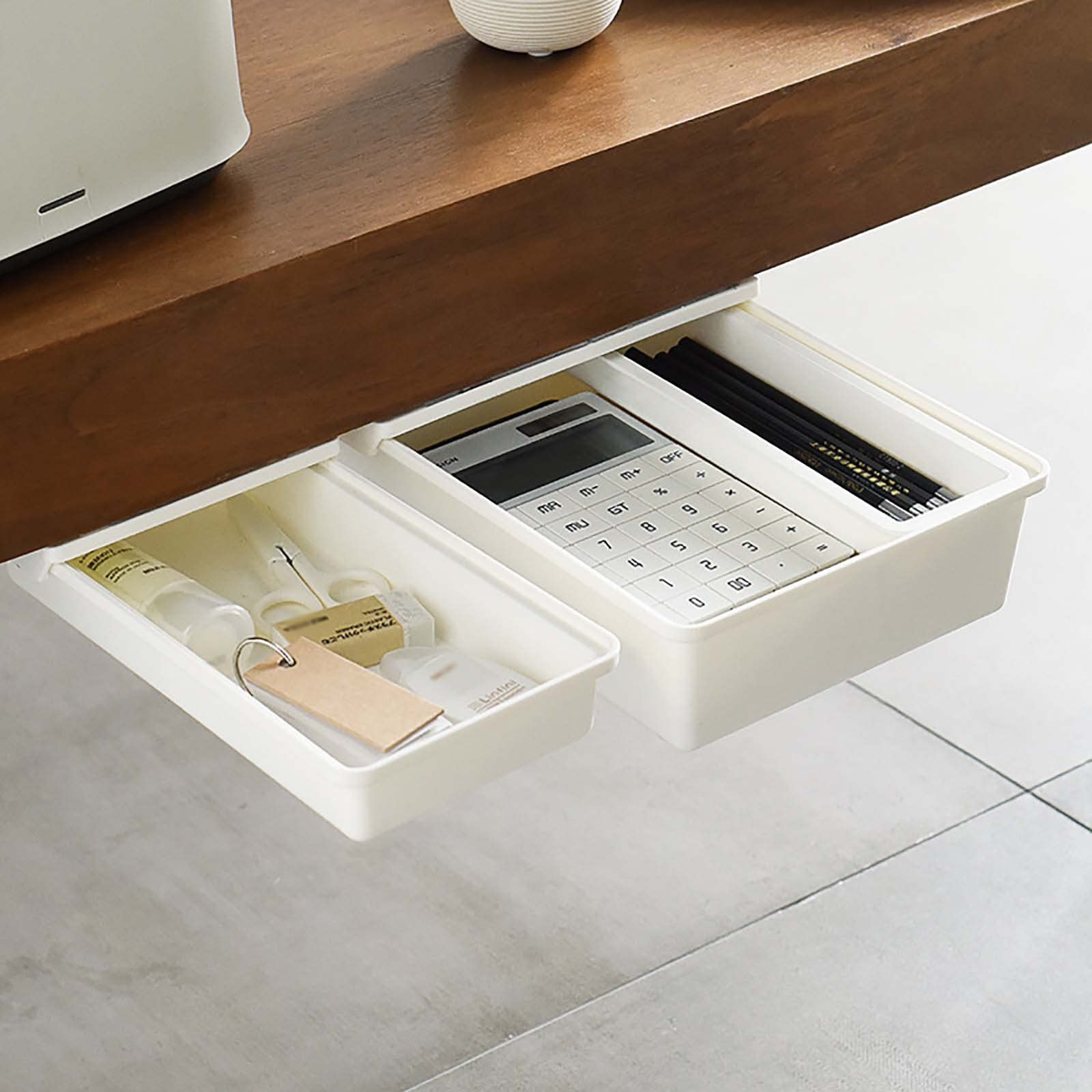 2 Stuks Plastic Onder Tafel Lade Zelfklevende Bureaulade Bureau Uittrekbare Lade