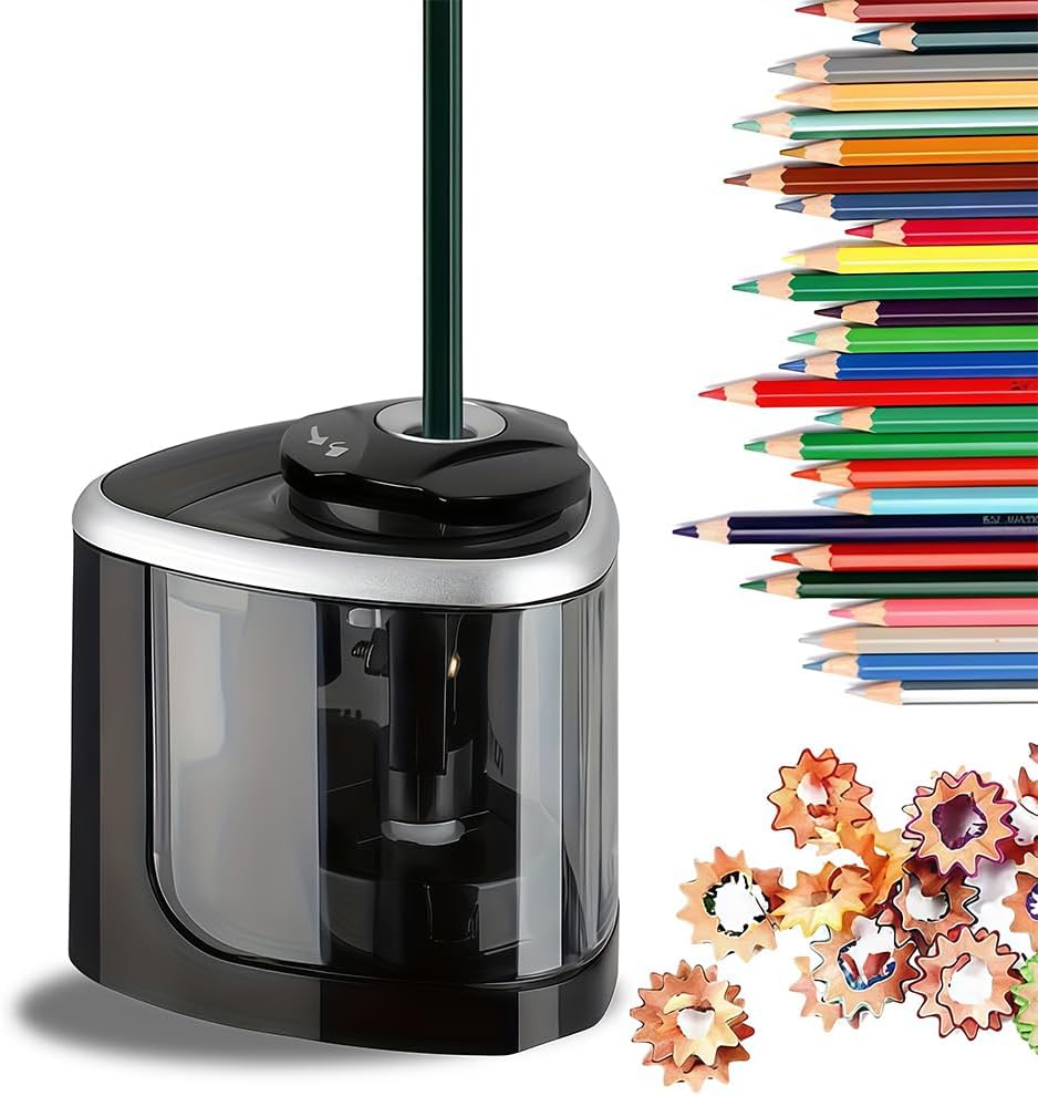 Apontador de lápis operado por bateria, afiação rápida, adequado para NO.2/desenho/lápis de cor (6-9 mm), apontador de lápis elétrico portátil