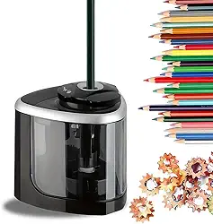 Apontador de lápis operado por bateria, afiação rápida, adequado para NO.2/desenho/lápis de cor (6-9 mm), apontador de lápis elétrico portátil (preto sem bateria)