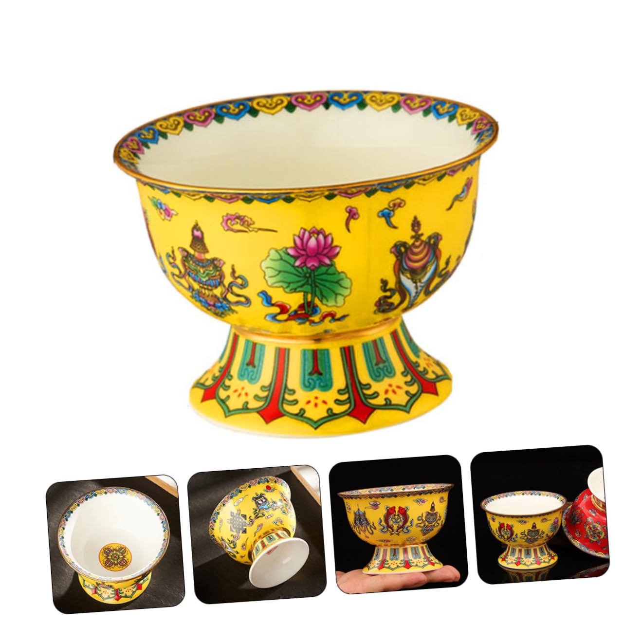 OUNONA 2 Piezas Bol Cerámico de Alta Enamelado Decoración y Ceremonias Budistas Accesorio Multifuncional Ritual y