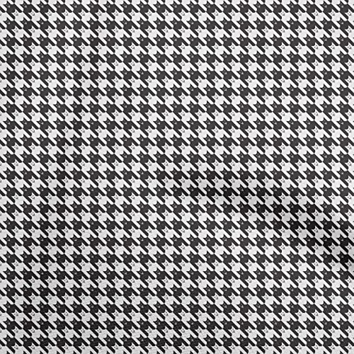 oneOone Georgette Viscose Black Fabric Houndstooth DIY Clothing Quilting Fabric Print Fabric By Yard 42 Inch Wide-8801