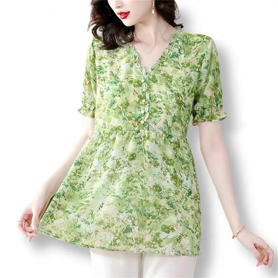 Camicette da donna estive casual retrò floreale peplo camicette