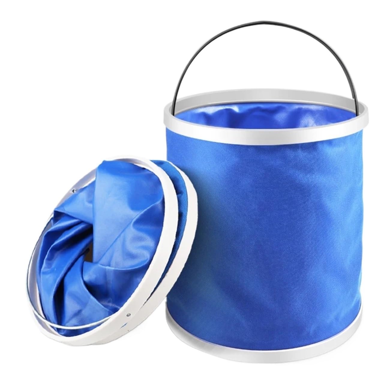 2 pièces Seau Pliant Multi-Fonction Lavage de Voiture Grand Portable Camping en Plein air pêche Pliable d'eau Accessoires pour Les Voyages La Randonnée(Blue)