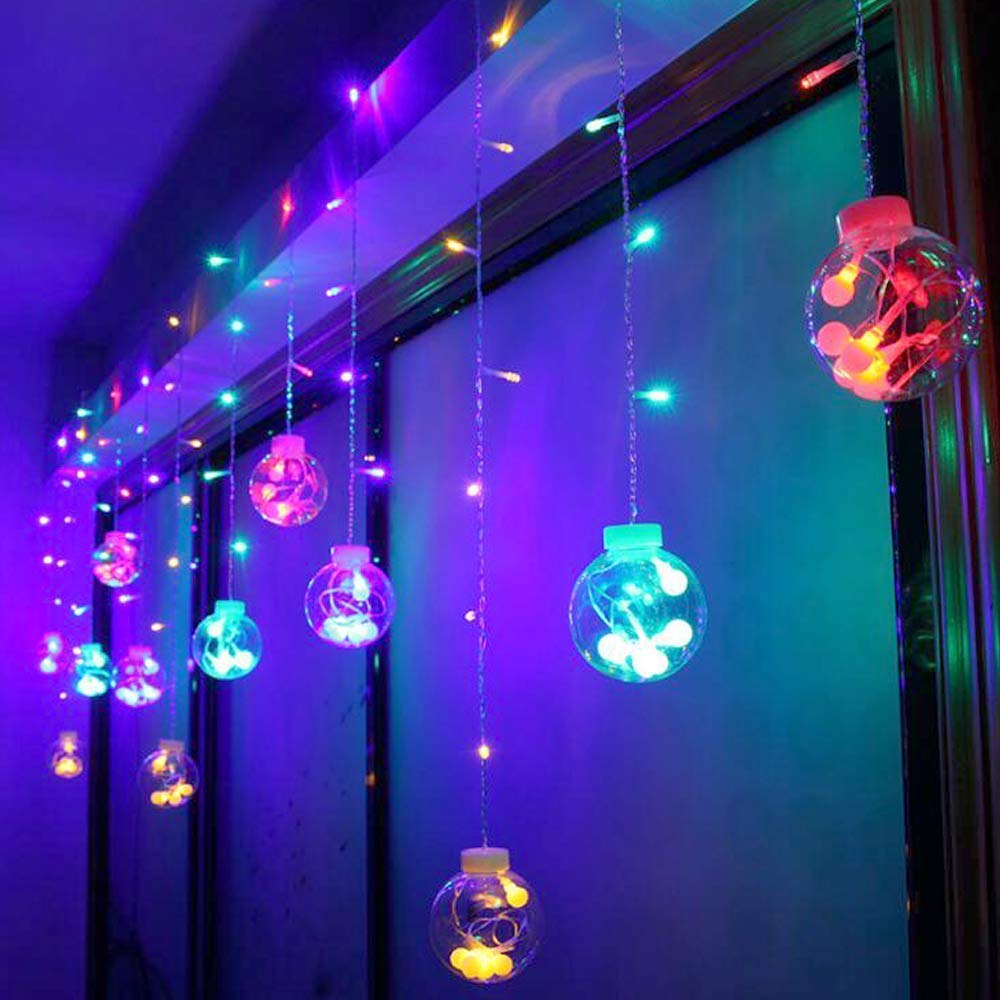 Luces de cortina, 12 estrellas 138pcs LED Star Window Lights con 8 modos de batería Luces LED de cortina de estrella para Navidad/Halloween/fiesta (multicolor)