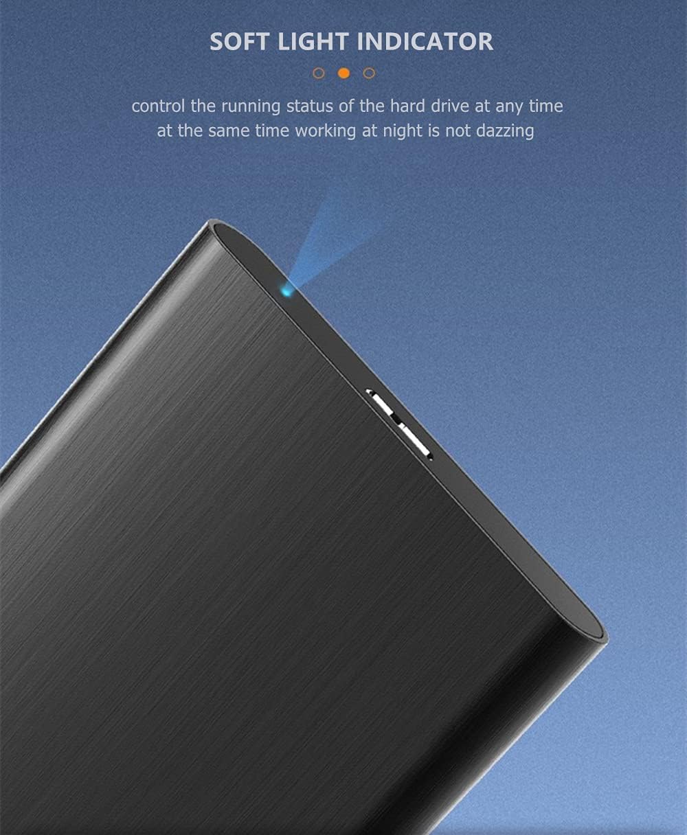 Disco Duro Externo portátil ultradelgado de 1 TB USB 3.0 HDD de Almacenamiento Compatible con PC, Escritorio, Laptop, MacBook, Chromebook, Xbox One, Xbox 360, PS4 (Negro)